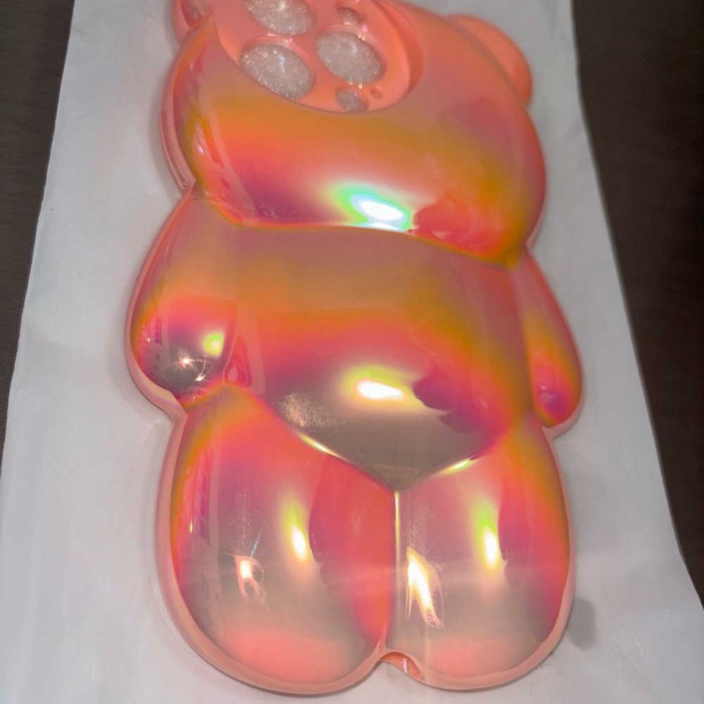 iPhone 13 Pro Case, Pink Girly Metallic Bear, New